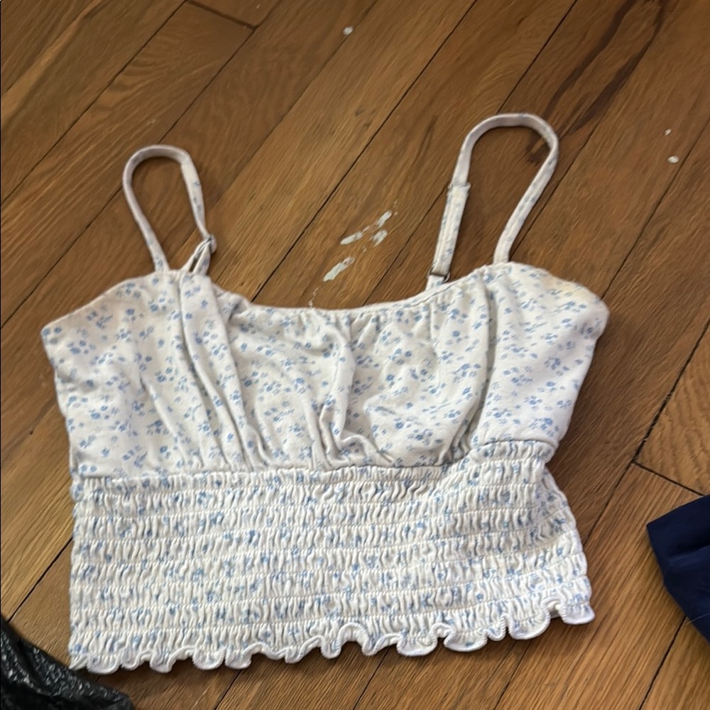 Floral Blue and White Women's Top